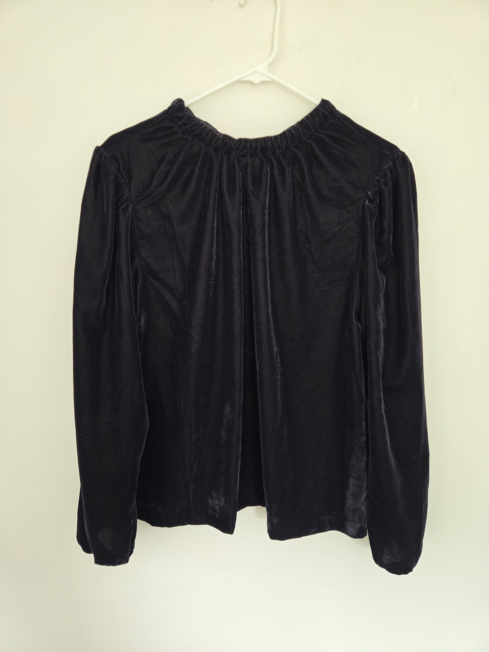 NEW! Ann Taylor Midnight Blue Velvet Long-Sleeve Women's Top Tie Neck Holiday M